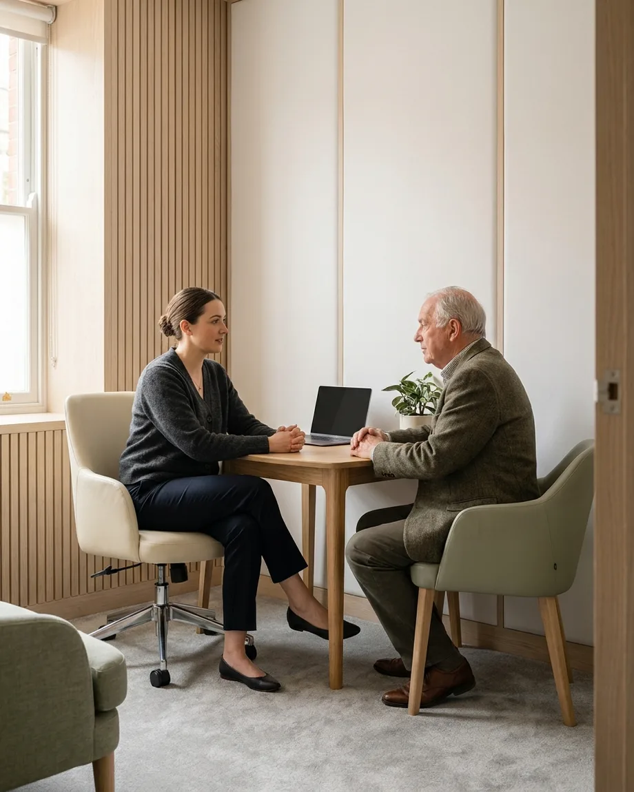 An audiologist and an older patient in an unhurried tinnitus consultation at VIP Hearing Solutions