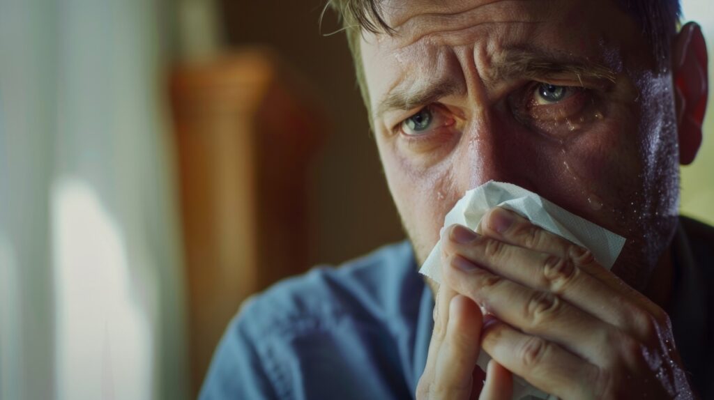 man sick with virus
