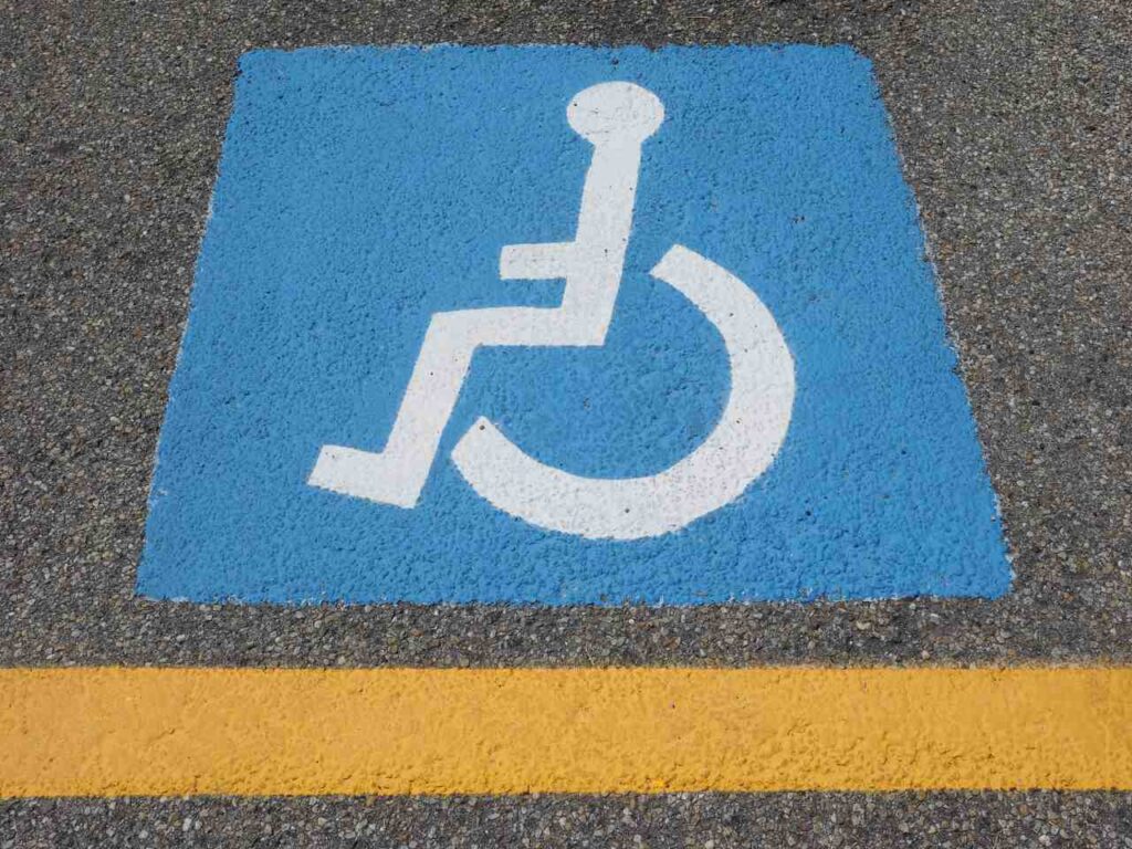 parking slot with disability symbol painted
