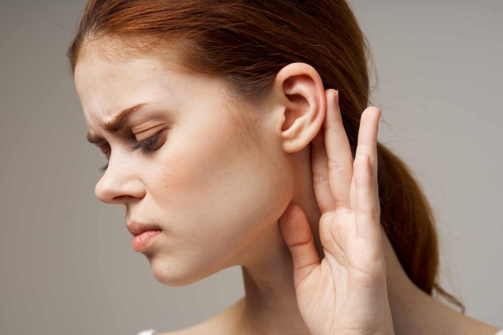 woman with hearing problem
