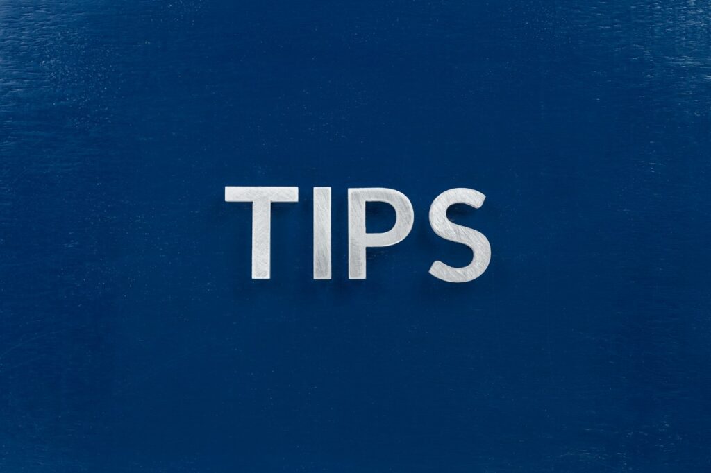word tips on a blue background