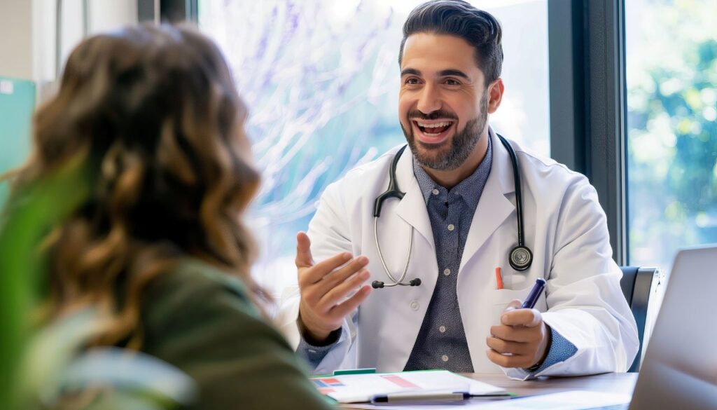 doctor and patient speaking