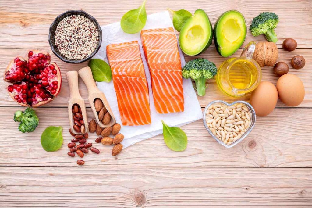 health food on a wooden table