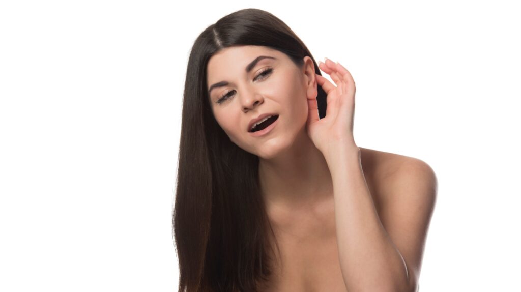 woman having problems with her hearing