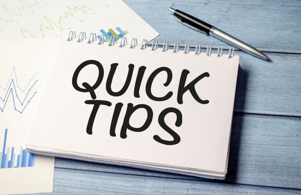 words quick tips written on a notebook