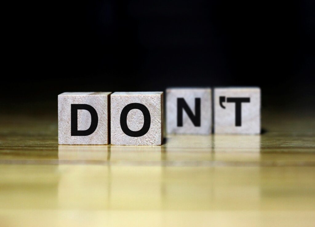 word don't spelled on small blocks