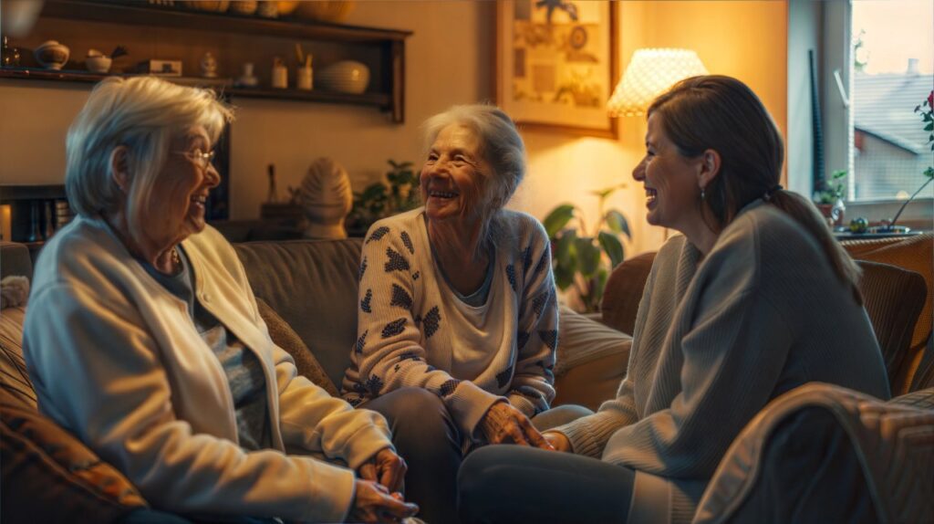 elderly women talking to each other