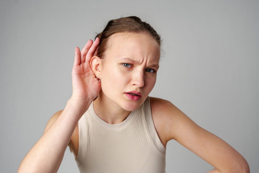 woman with hearing problem