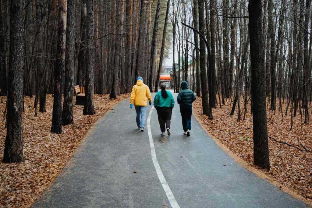 people walking and jogging