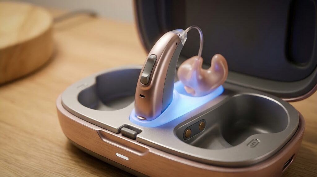 close up shot of a modern hearing aid